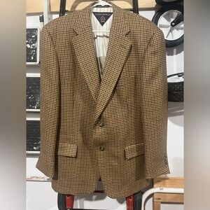 Tommy Hilfiger Blazer Sports Coat Brown Houndstooth 44 Wool vintage